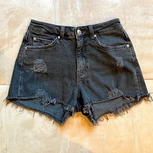 Mavi “Rosie” Highrise Denim Boyfriend Shorts/Smoke Ripped 90s